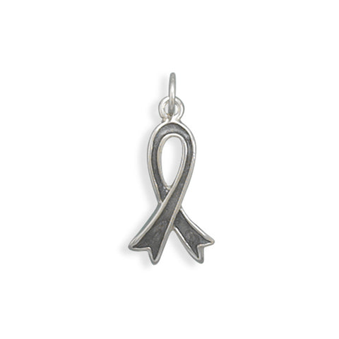 Grey Awareness Ribbon Sterling Silver