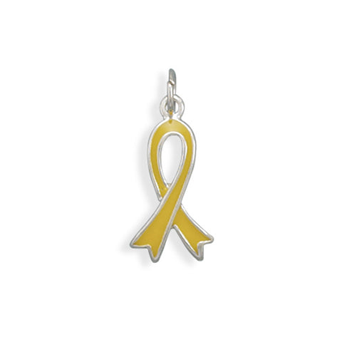 Yellow Awareness Ribbon Charm Sterling Silver