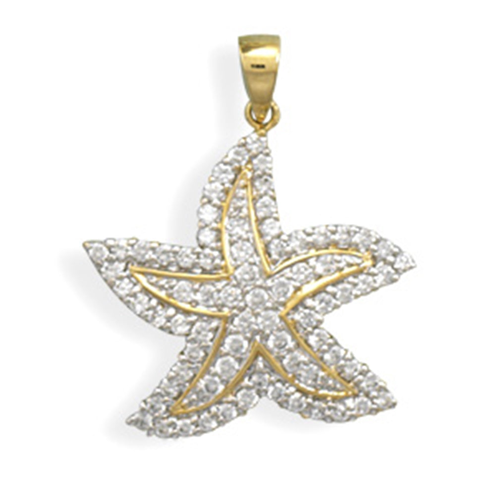 Cubic Zirconia Starfish Pendant Gold-plated Sterling Silver