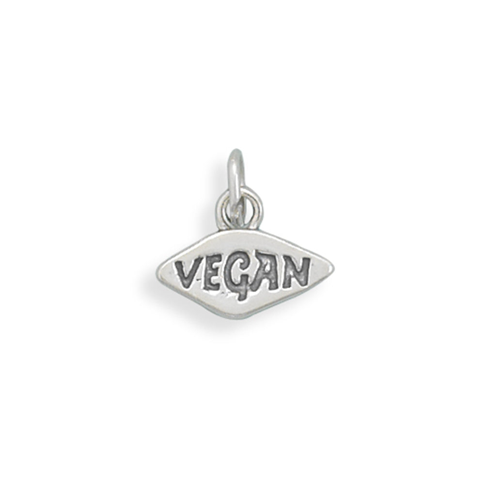 Vegetarian Vegan Charm Sterling Silver - Made in the USA