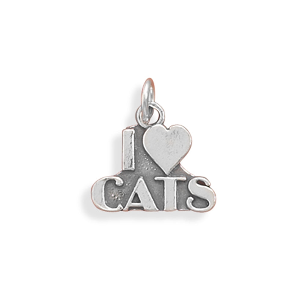 I Love Cats Sterling Silver Charm - Made in the USA