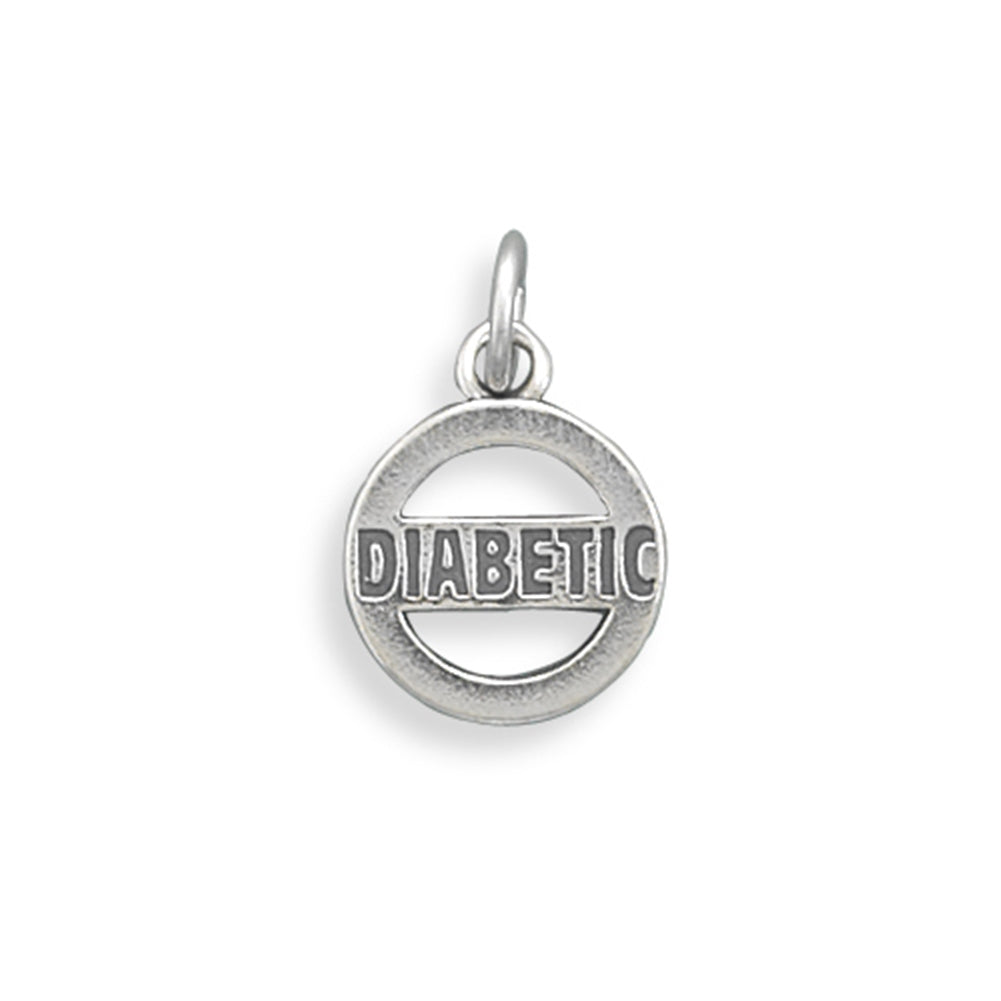 Diabetic Charm Round Sterling Silver - Made in the USA