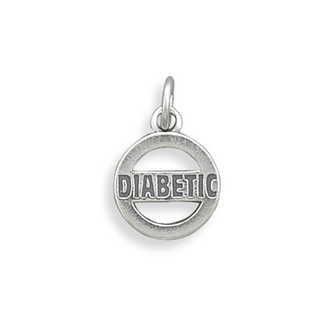 Diabetic Charm Round Sterling Silver - Made in the USA