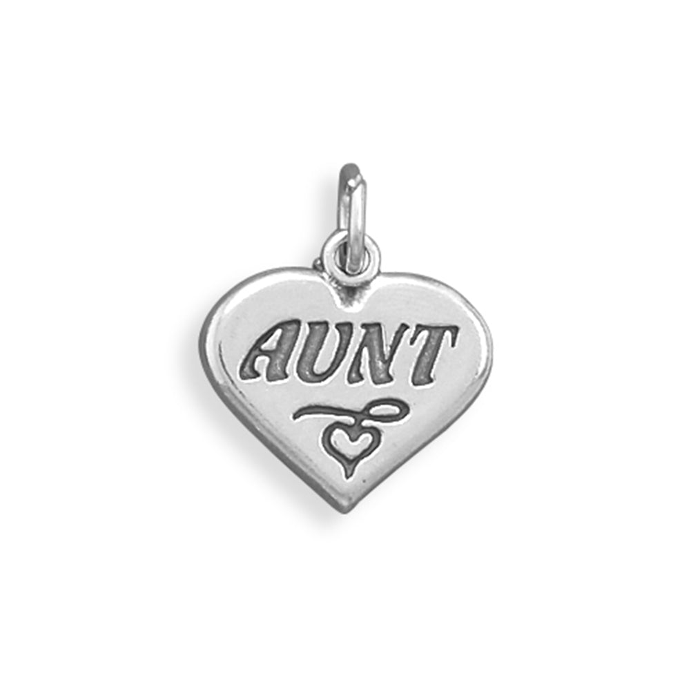 AUNT Sterling Silver Heart Charm - Made in the USA