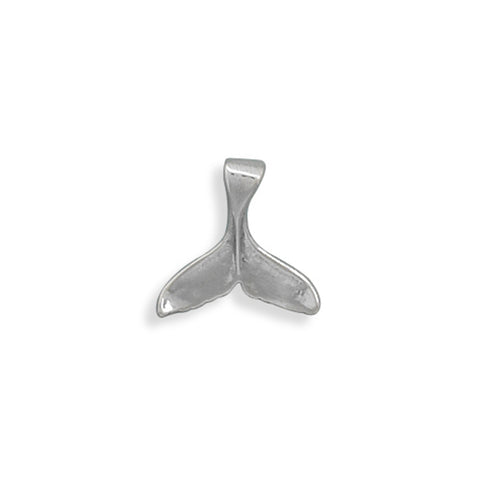 Whale Tail Charm Antiqued Sterling Silver, Made in the USA