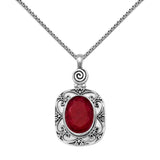 Dyed Red Corundum Pendant with Rounded Box Chain