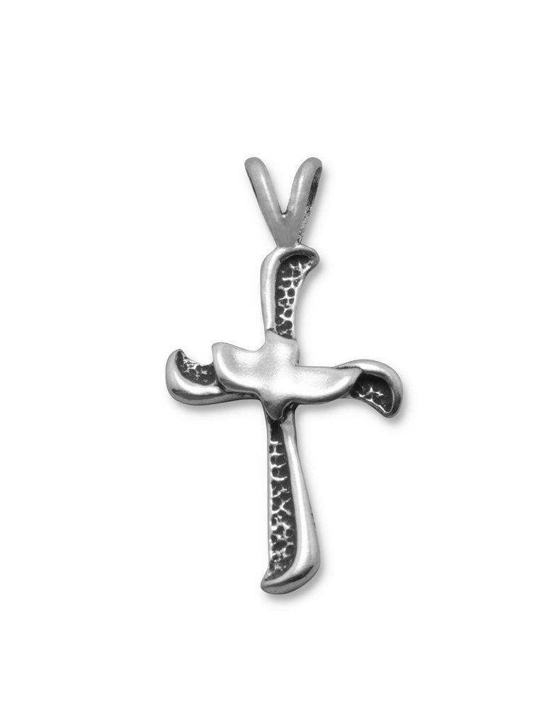 Cross with Dove Oxidized Sterling Silver Pendant, Pendant Only