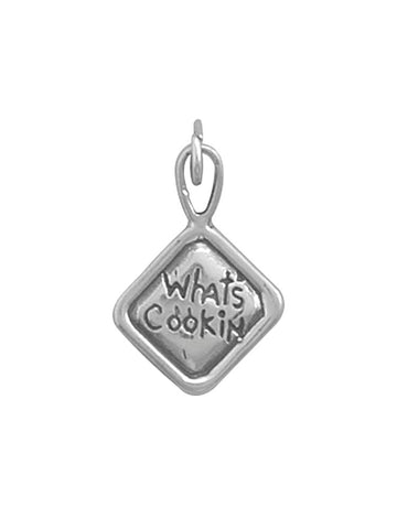 What's Cookin Pot Holder Charm Sterling Silver