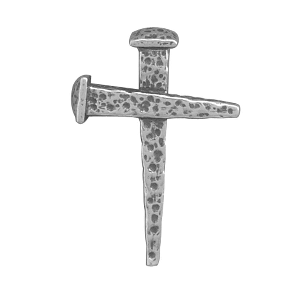 Crucifix Nail Cross Oxidized Sterling Silver Slide