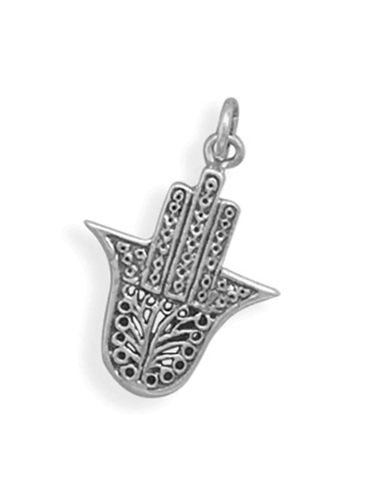 Hamsa Hand Charm Pendant Sterling Silver, Pendant Only