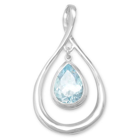 Blue Topaz Figure Eight Polished Drop Pendant Sterling Silver, Pendant Only