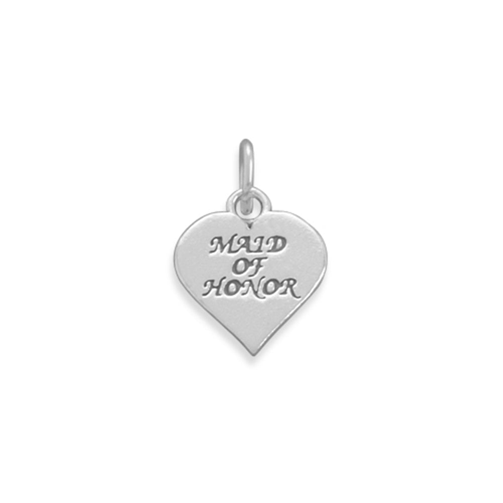 Maid of Honor Charm Sterling Silver Bridesmaid Gift, Made in the USA