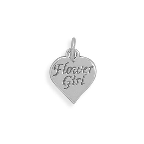 Flower Girl Charm Antiqued Sterling Silver, Made in the USA