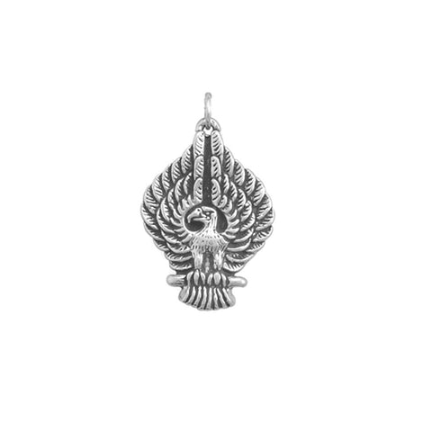 Eagle Pendant Raised Wings Oxidized Sterling Silver