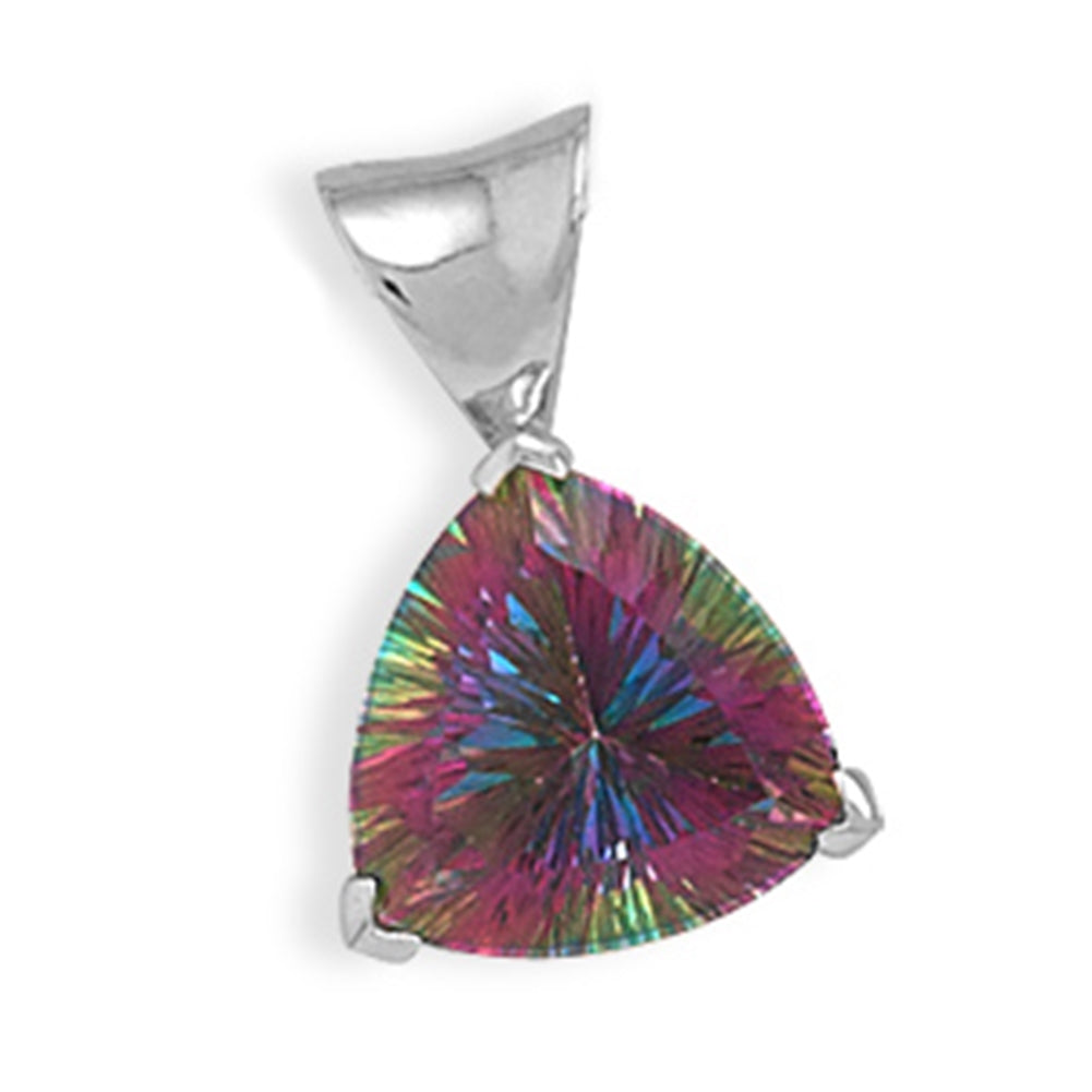 Mystic Topaz Pendant Trillion Cut Sterling Silver