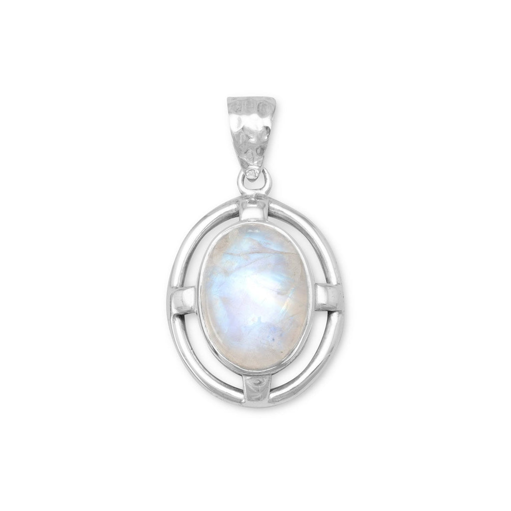 Rainbow Moonstone Oval Pendant Sterling Silver, Pendant Only