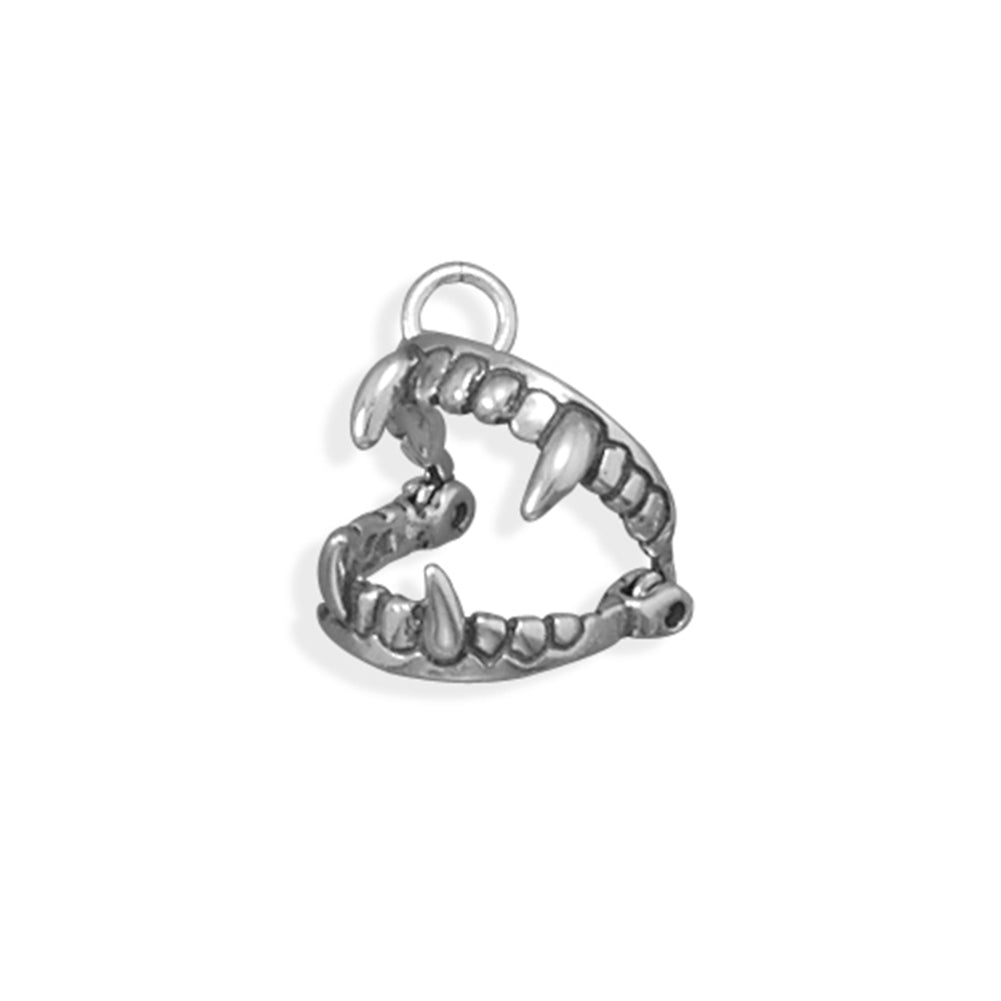 Teeth and Fangs Charm Antiqued Sterling Silver