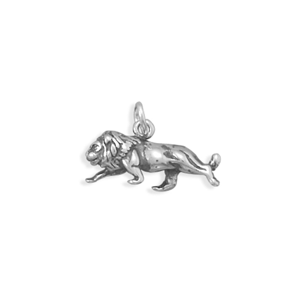 Lion Charm Antiqued Sterling Silver