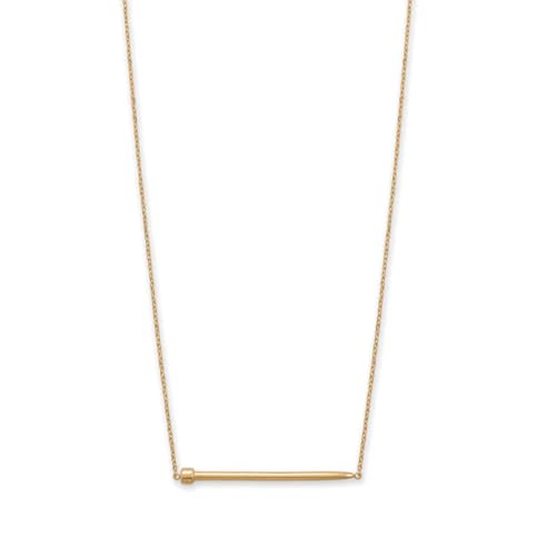 AzureBella Jewelry Nail Necklace Sideways Bar Style 14k Yellow Gold-plated Silver