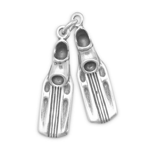 Swim Fins Flippers Charm Sterling Silver