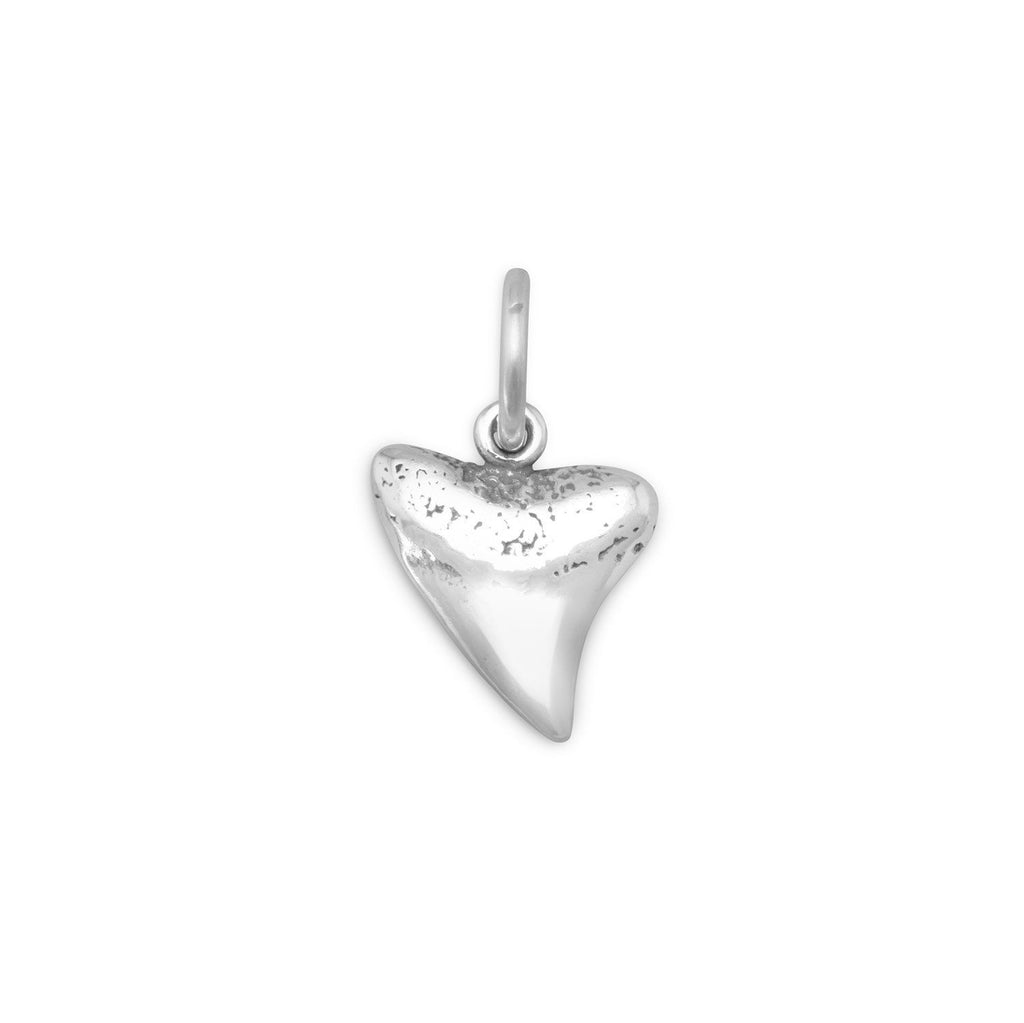 Sharks Tooth Charm Antiqued Sterling Silver - Made in the USA