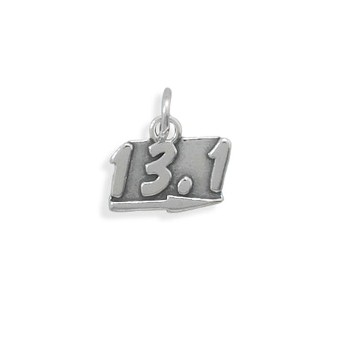 Half Marathon Running Charm 13.1 Antiqued Sterling Silver - Made in the USA