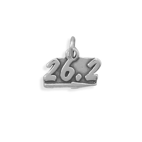 Marathon Running Charm 26.2 Antiqued Sterling Silver - Made in the USA