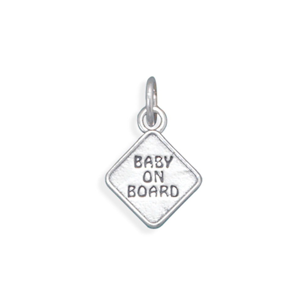 Baby on Board Charm Road Sign Sterling Silver - Made in the USA