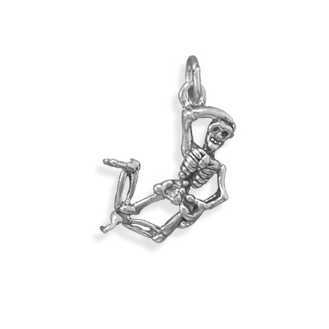 Skeleton Charm Halloween Antiqued Sterling Silver - Made in the USA