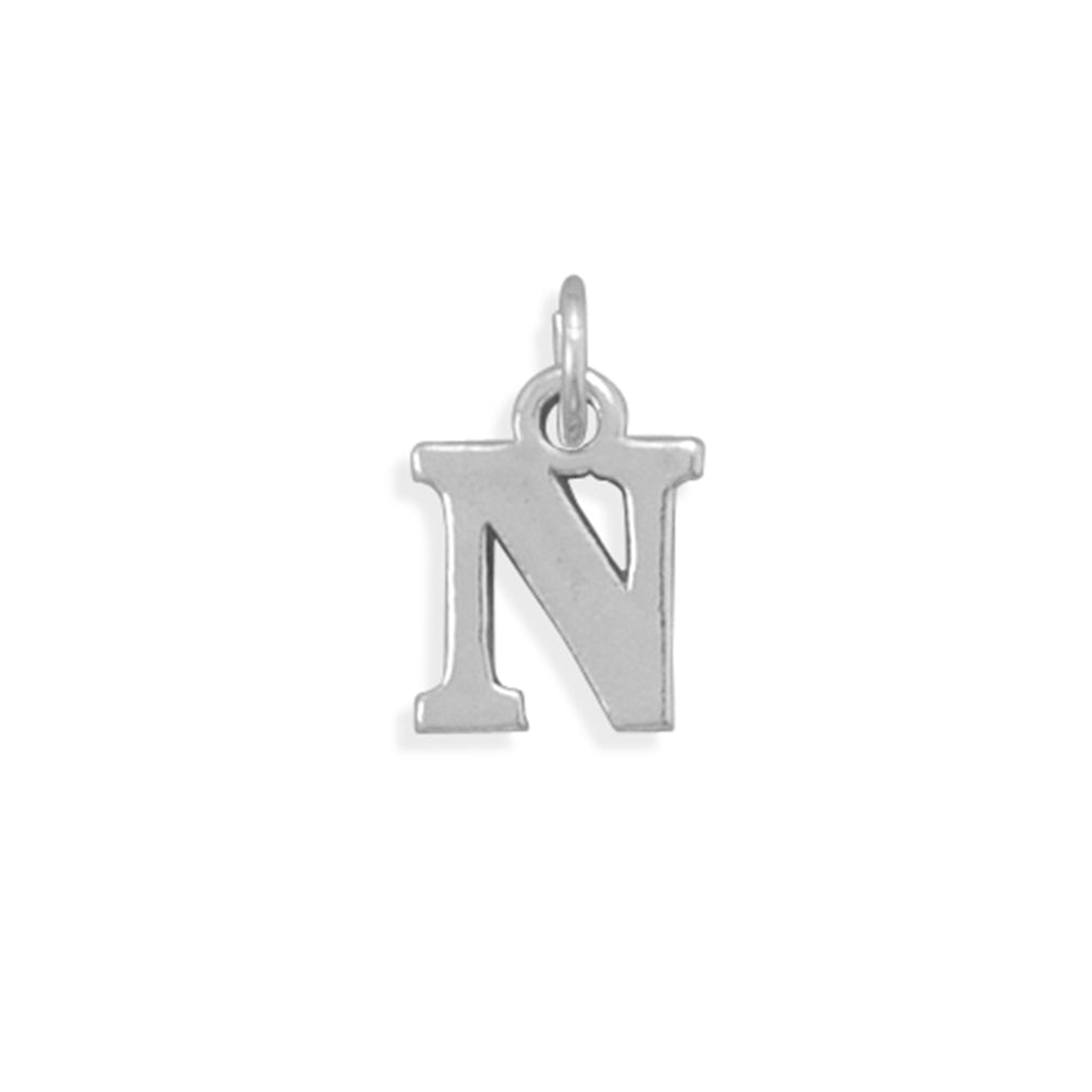 Alphabet Letter N Charm Sterling Silver - Made in the USA