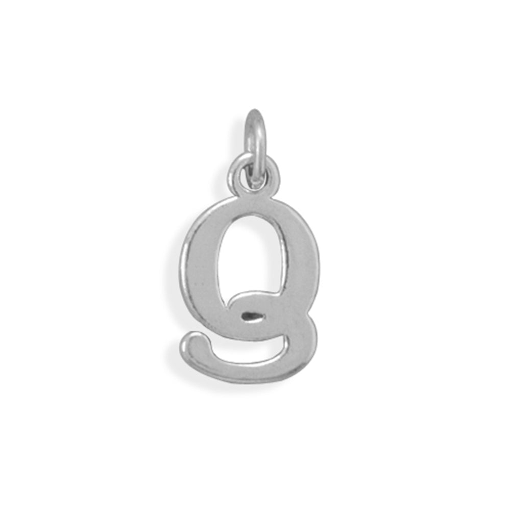 Alphabet Letter Q Charm Sterling Silver - Made in the USA