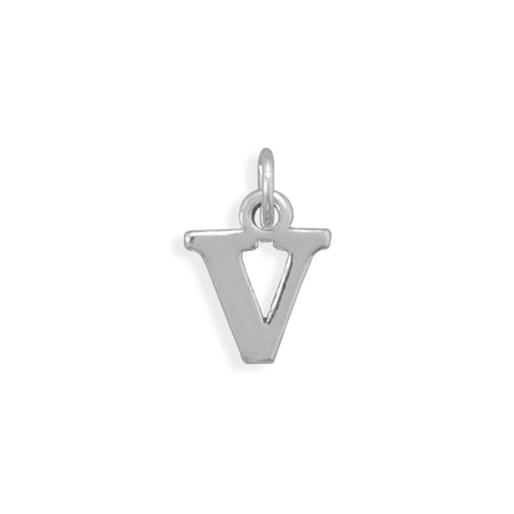 Alphabet Letter V Charm Sterling Silver - Made in the USA