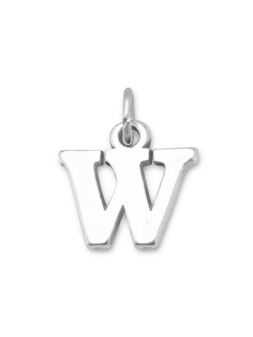 Alphabet Letter W Charm Sterling Silver - Made in the USA