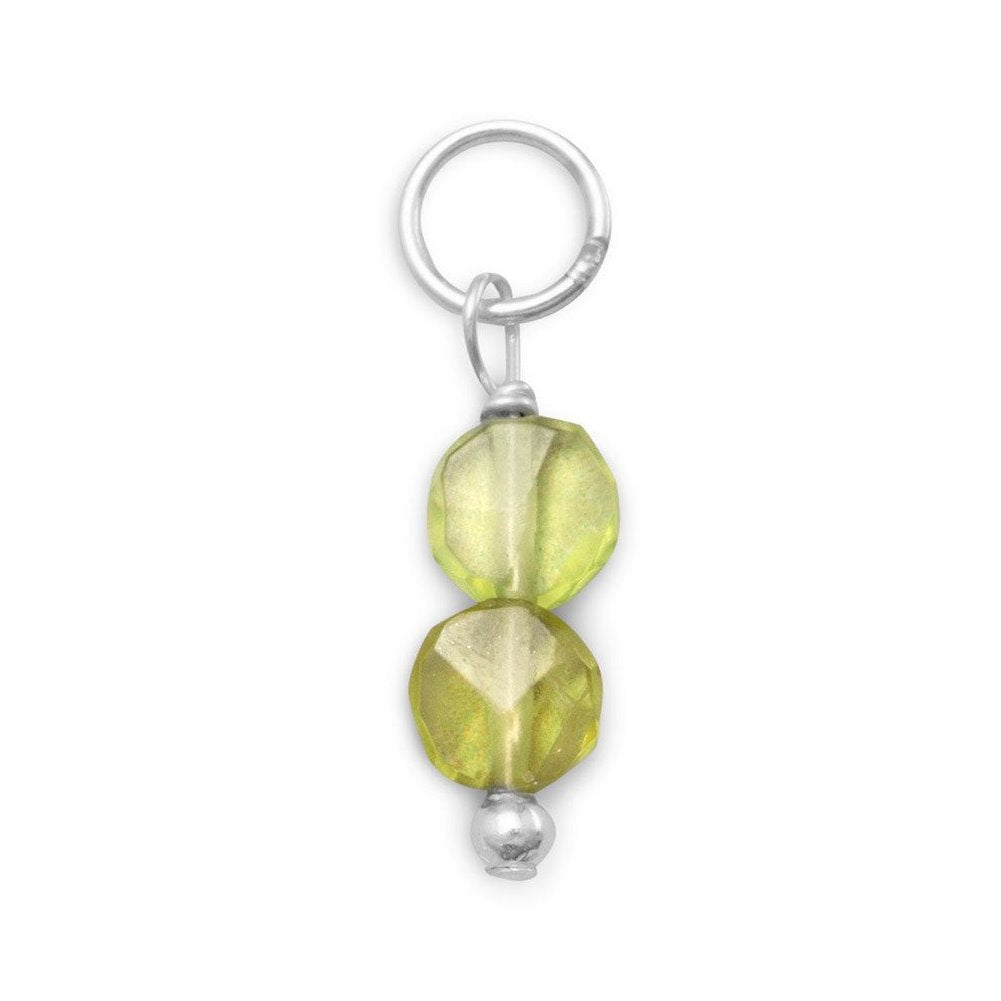 Sterling Silver Double Coin Bead Peridot August Charm