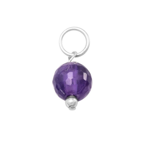 Sterling Silver Faceted Amethyst February Bead Charm