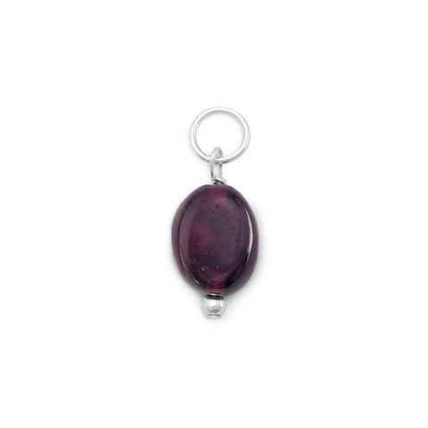 Sterling Silver Oval Garnet January Bead Charm