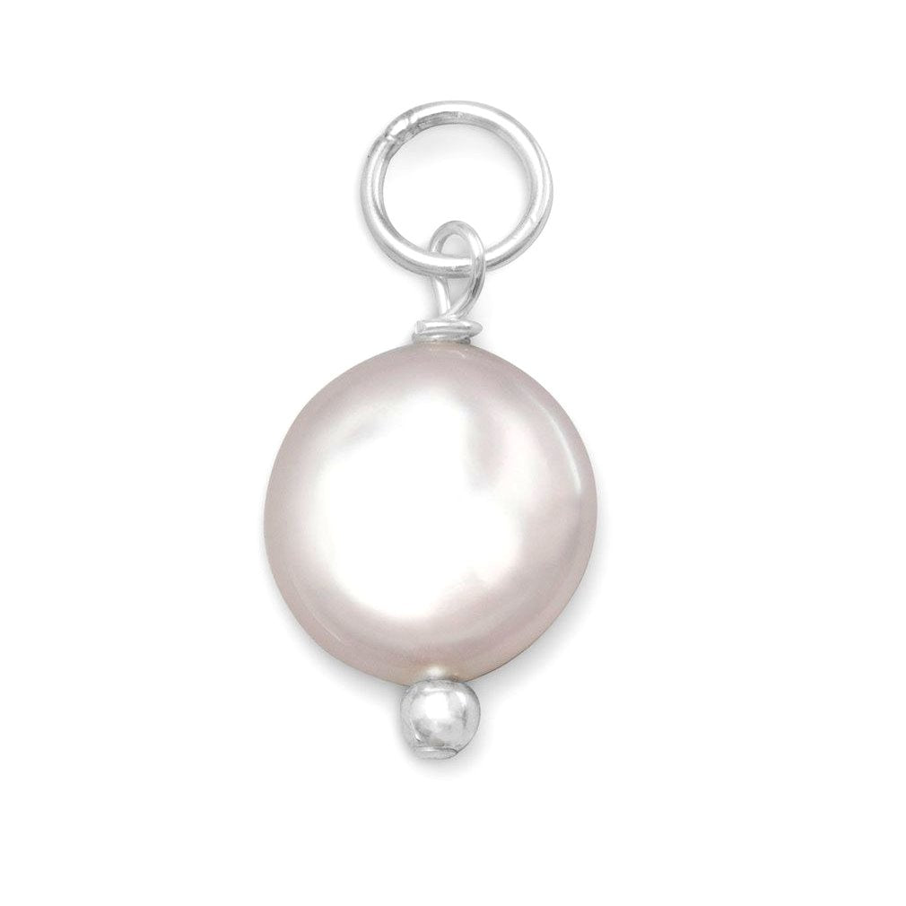 Sterling Silver 8mm Cultured Freshwater Coin Pearl Charm