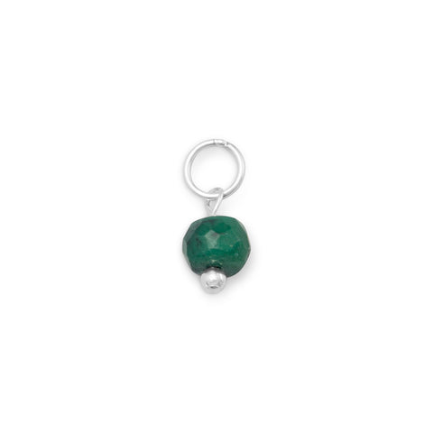 Sterling Silver Dyed Green Corundum May Bead Charm