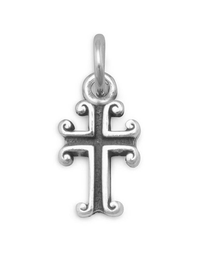 Fleuree Cross Charm Antique Finish Sterling Silver