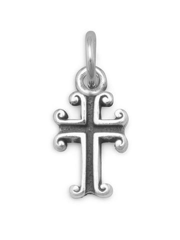 Fleuree Cross Charm Antique Finish Sterling Silver