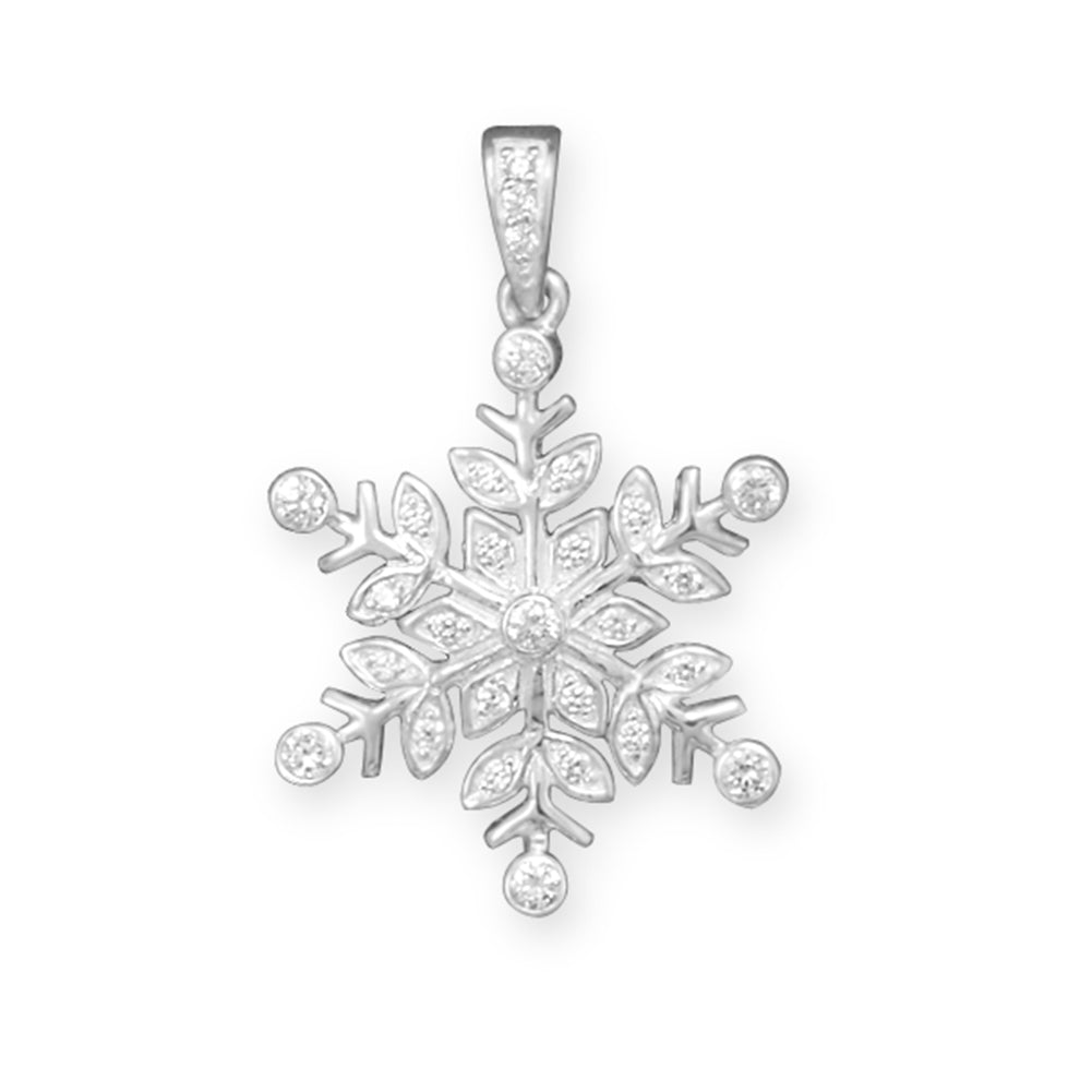 Snowflake Pendant Sparkling Cubic Zirconia Sterling Silver, Pendant Only