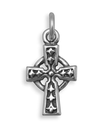 Celtic Cross Charm Antiqued Sterling Silver