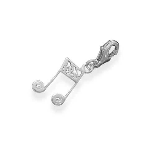 Music Charm Eighth Note with Lobster Clasp Sterling Silver