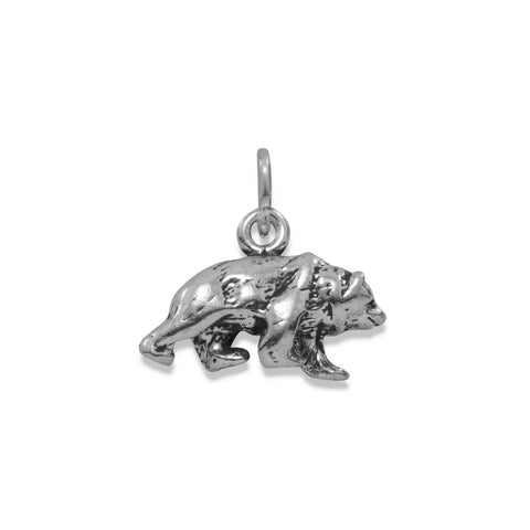 Lumbering Bear Charm Sterling Silver