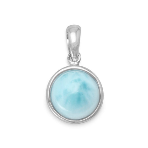 Larimar Pendant Rhodium Plated Sterling Silver