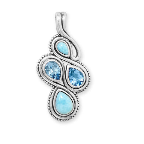 Larimar and Blue Topaz Sterling Silver, Pendant Only