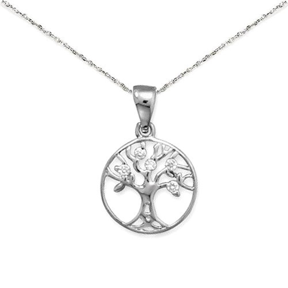 Family Tree of Life Pendant with Cubic Zirconia, with Chain