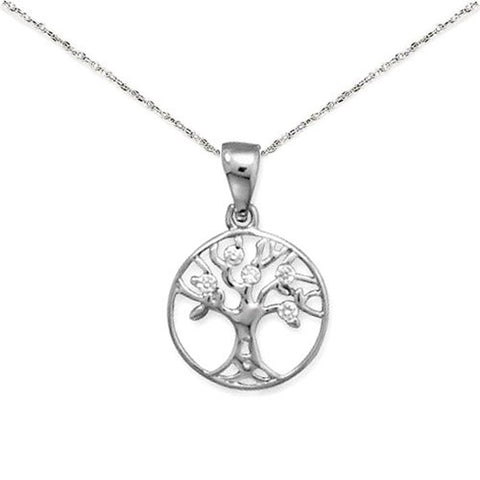 Family Tree of Life Pendant with Cubic Zirconia, with Chain