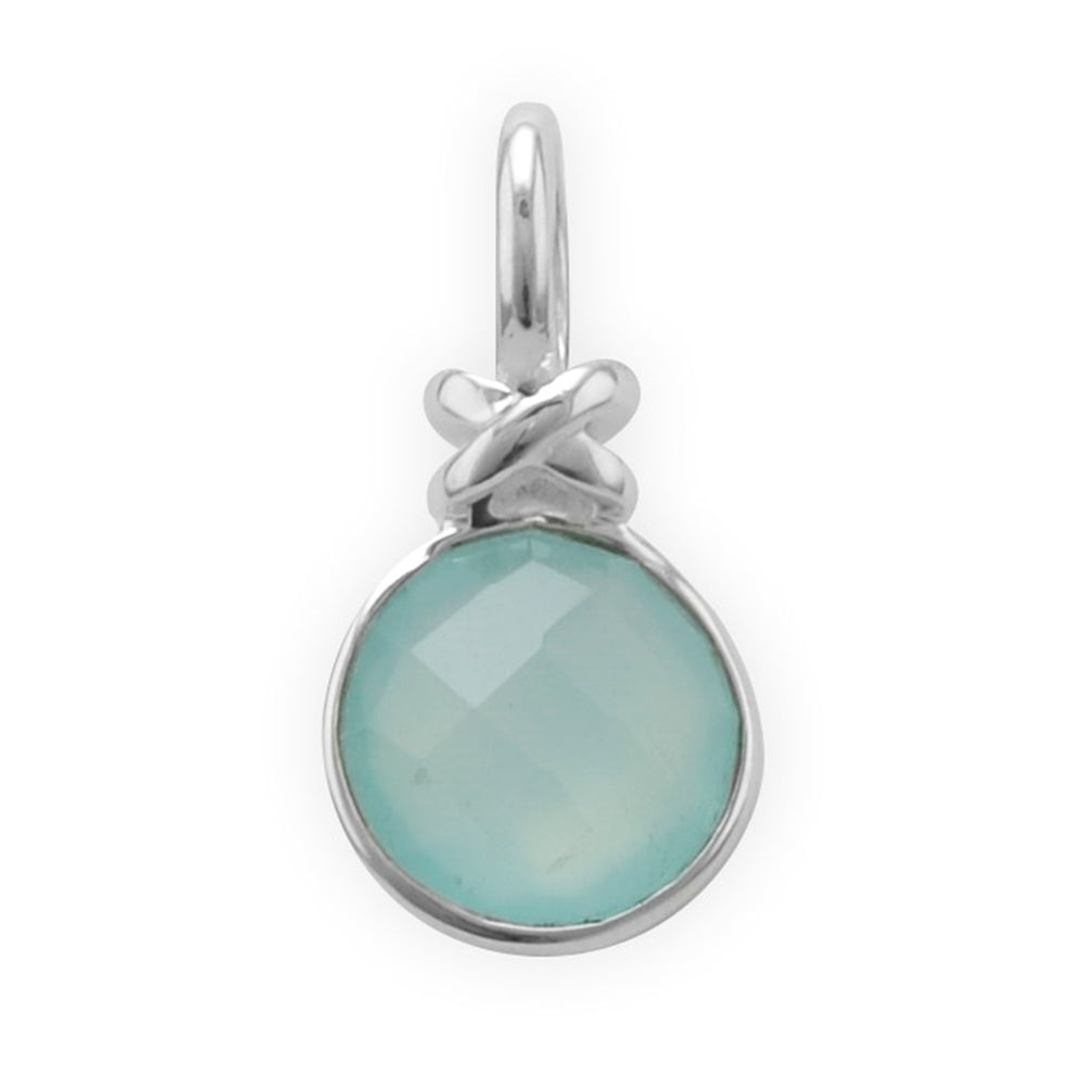 Sea Green Chalcedony Pendant Polished Sterling Silver
