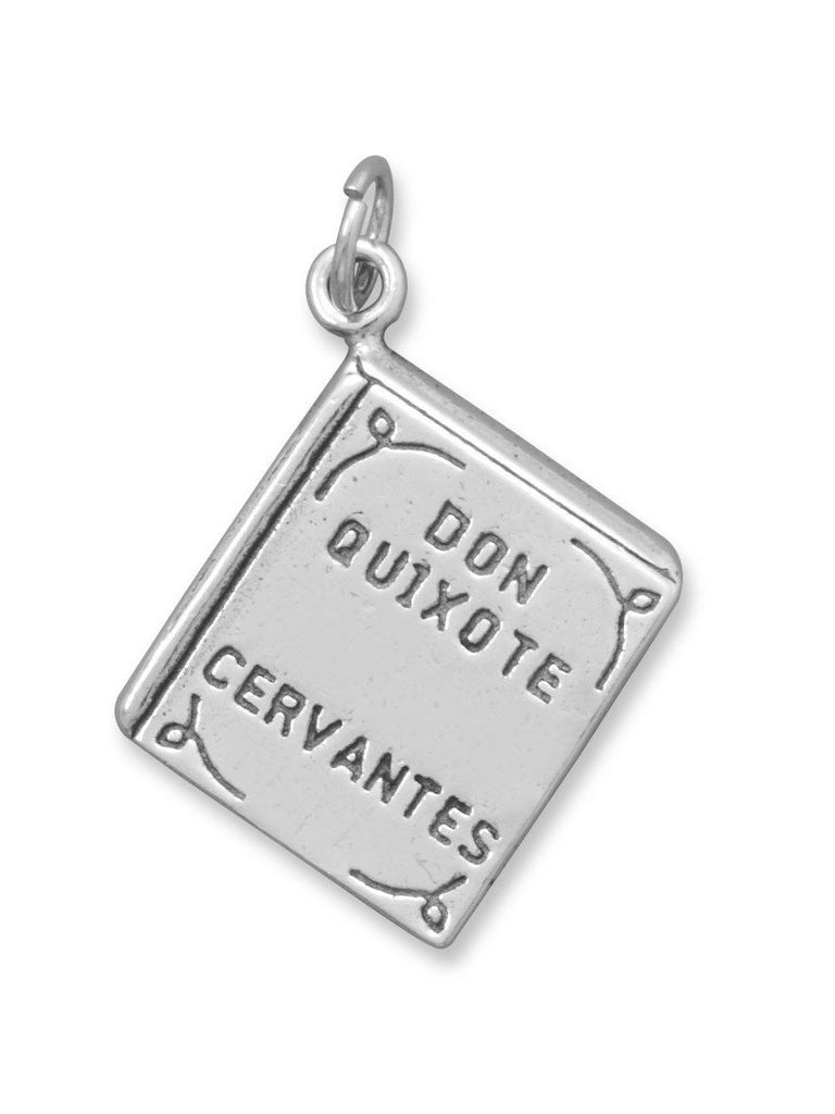 Book Charm Antiqued Sterling Silver Don Quixote Cervantes